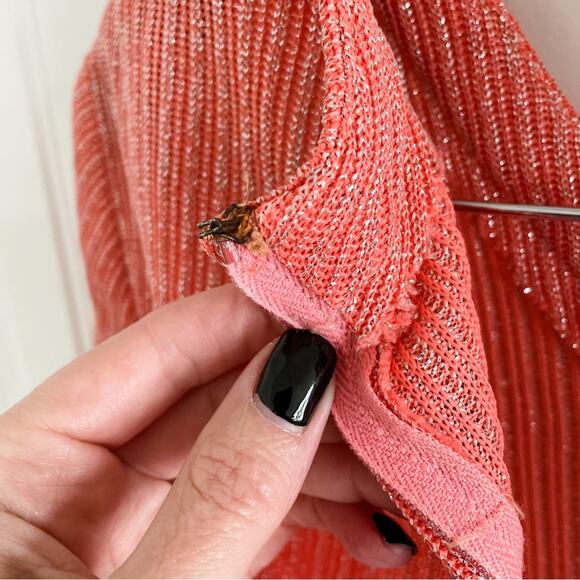 Vintage 60s L’Aiglon long sleeve V-neck zip back sparkle top blouse size medium - Picture 6 of 9